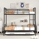 preview thumbnail 11 of 15, Full XL Over Queen Size Metal Bunk Bed with Twin Size Trundle