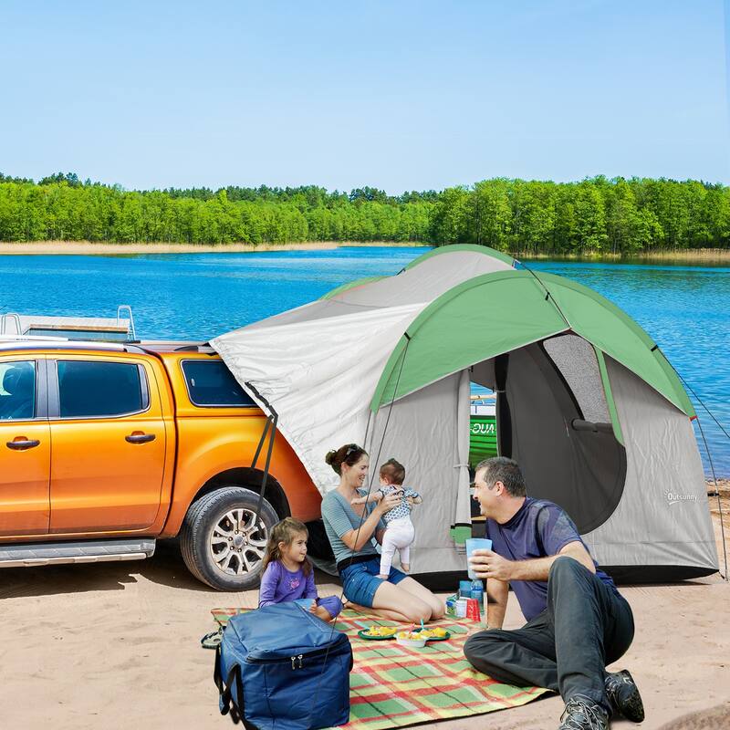 Outsunny SUV Tent, 2000mm Waterproof Truck Tent with 3 Doors and Mesh Window
