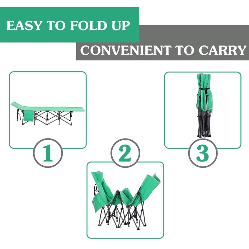 Outsunny Single Person Wide Folding Camping Cot Portable Outdoor Military Sleeping Bed, Green