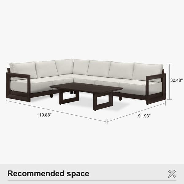 dimension image slide 3 of 8, PURPLE LEAF Caesar L-Shaped White Outdoor Couch with 9.6" Thick for Yard Porch Deck Patio Conversation Sets