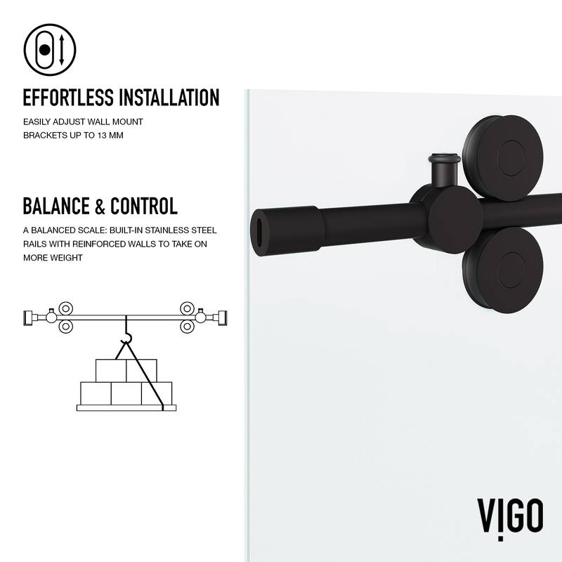 VIGO Elan 56" to 60" W x 66" H Frameless Sliding Tub Door