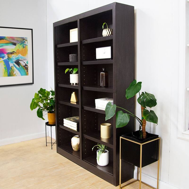 Concepts in Wood Double Wide Wood Bookcase, 12 Shelf, 84 inch Tall