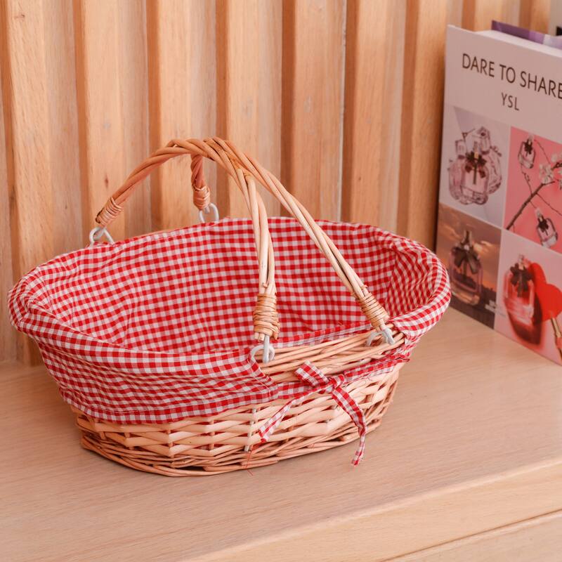 Wicker Willow Picnic Basket with Double Drop-Down Handles - Perfect as Gift basket for all Occasions