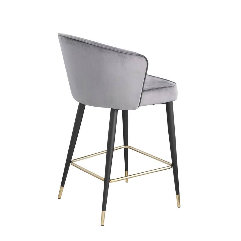 Velvet Upholstered Counter Height Bar Stool, Set of 2