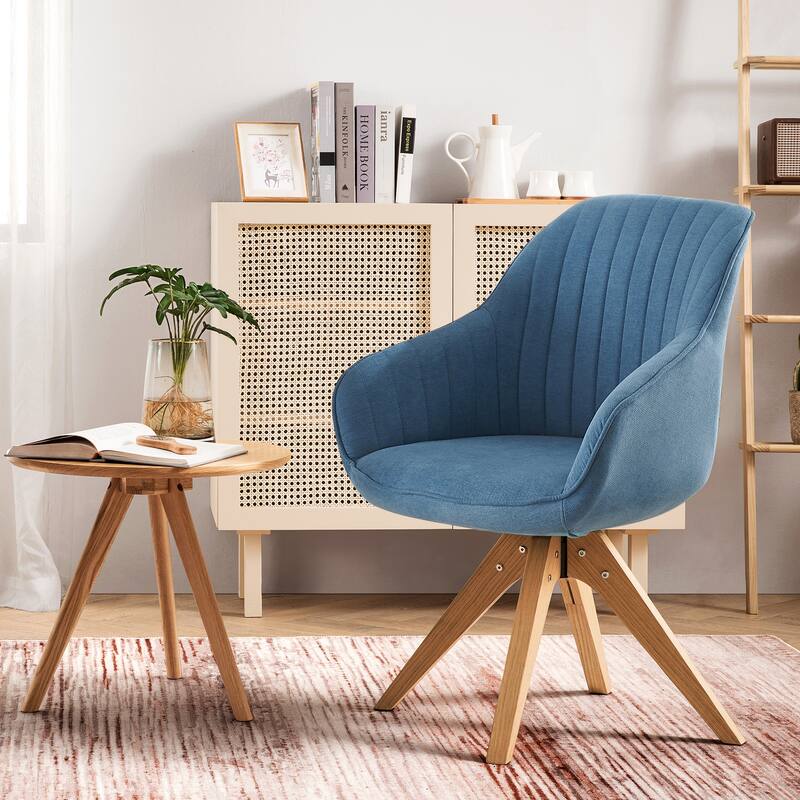 Art Leon Classical Swivel Office Accent Chair with Wood Legs