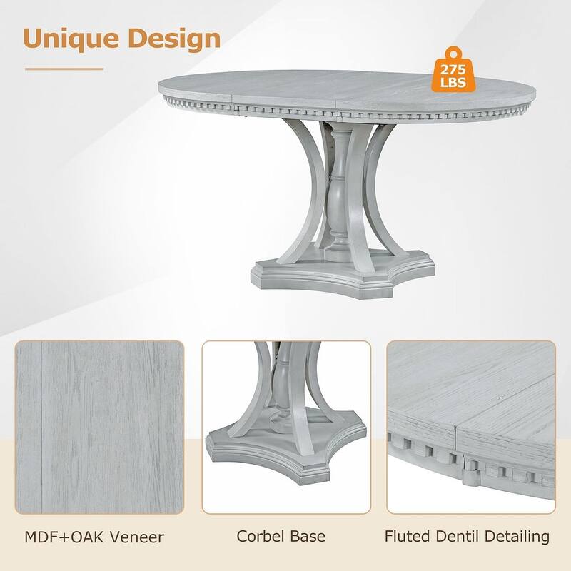 5 PCS Retro Dining Set for 4 with Extendable Round Table
