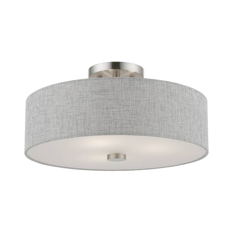 Livex Lighting 46743 Dakota 3 Light 15" Wide Flush Mount Drum Ceiling