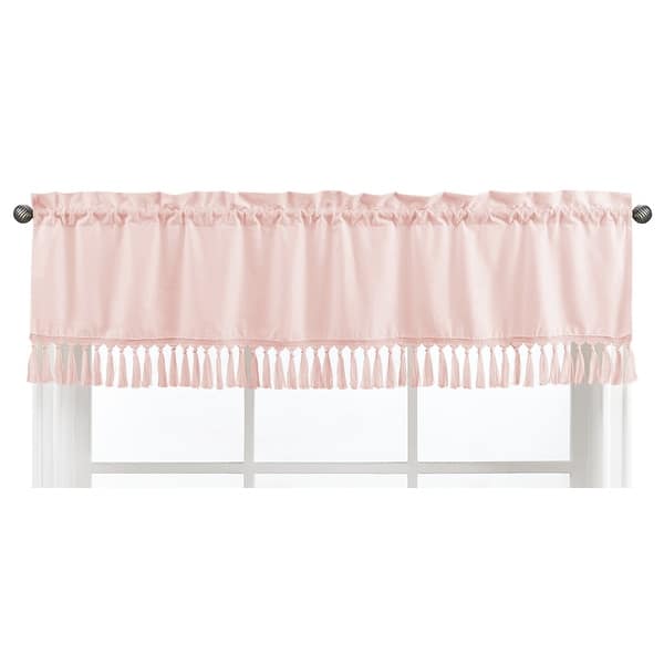 slide 2 of 3, Pink Boho Bohemian Window Curtain Valance - Solid Color Blush Shabby Chic Princess Luxurious Luxury Elegant Vintage Designer