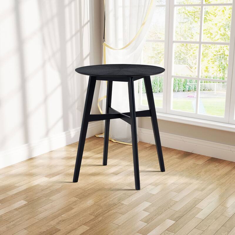 Modern 3-Piece Dining Set with Round Counter Height Bar Table & 2 Upholstered Chairs