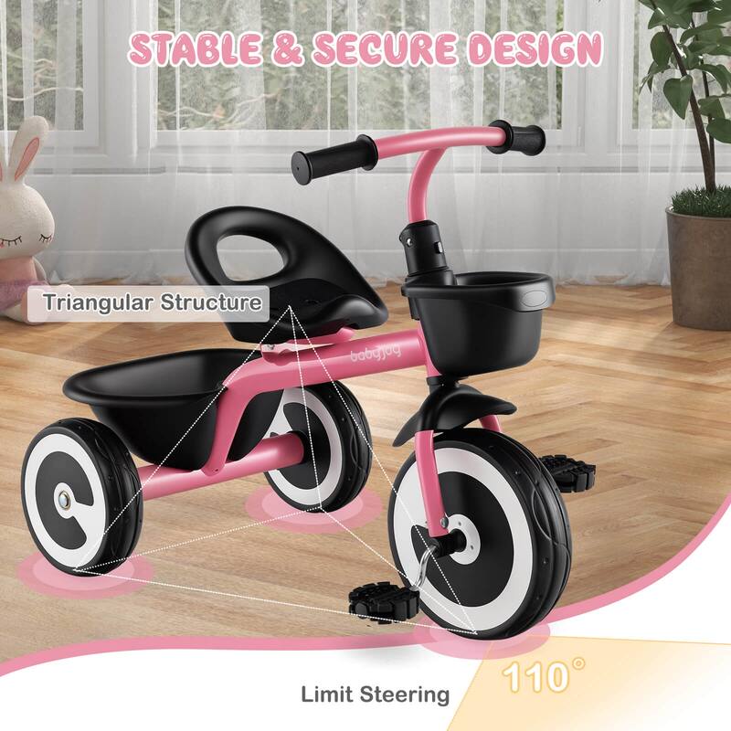 Babyjoy Toddler Tricycle Kids Trike with Adjustable Seat Front & Rear - See Details