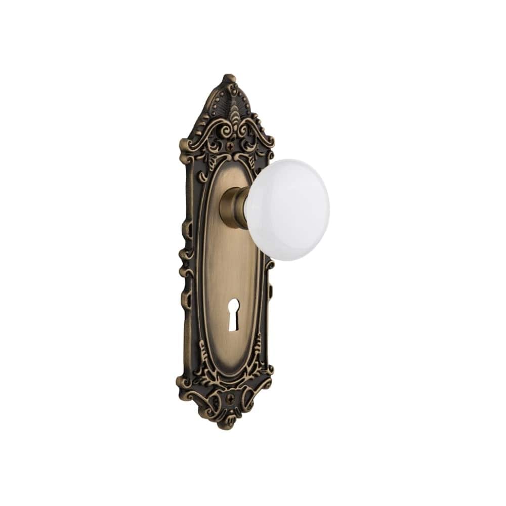 Nostalgic Warehouse White Porcelain Solid Brass Privacy Door Knob Set