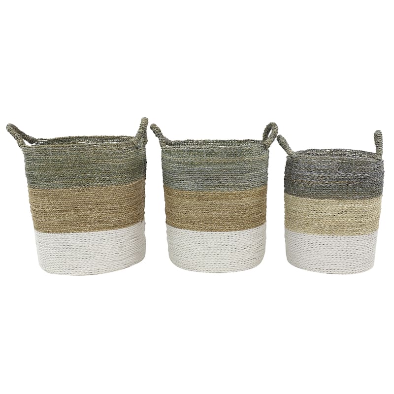 Seagrass Handmade Storage Basket - Set of 3 Multi Colored - Roche River Decor
