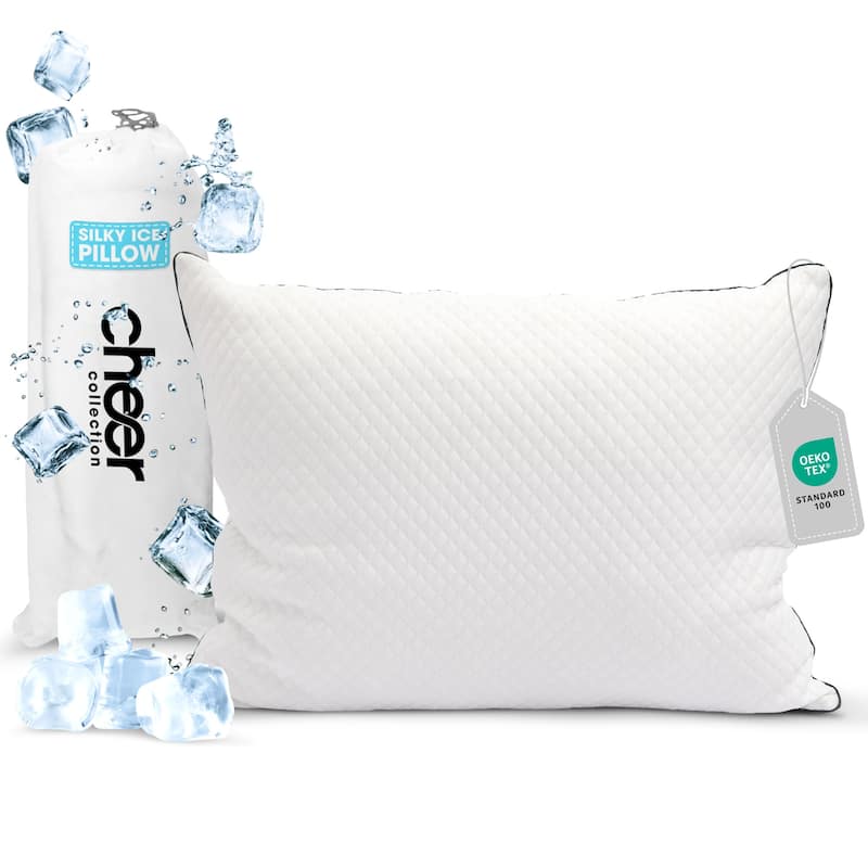 Cheer Collection Cooling Ice Pillow With Shredded Foam and Soft Washable Cover