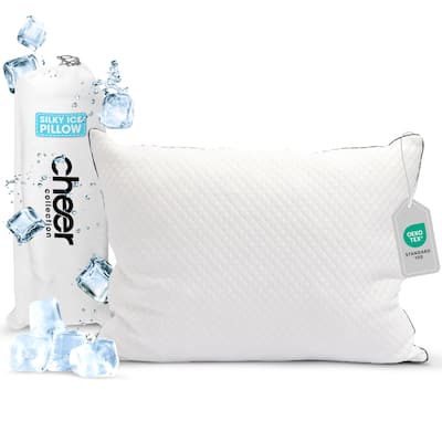 Cheer Collection Cooling Ice Pillow With Shredded Foam and Soft Washable Cover
