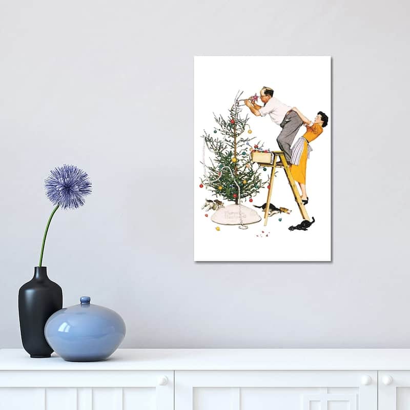 iCanvas "Trimming the Tree" by Norman Rockwell Canvas Print - 18x12x1.5