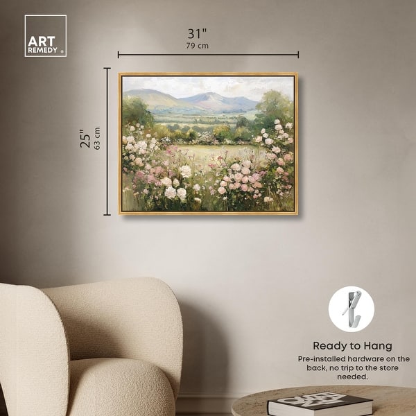 dimension image slide 14 of 16, Valley in Bloom Farmhouse Art Framed Canvas Print by Art Remedy