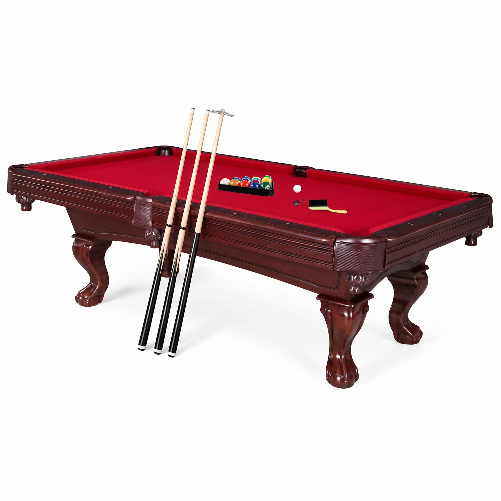 Hathaway Augusta 8-ft Pool Table for Game Rooms – Mahogany Finish, Red Felt