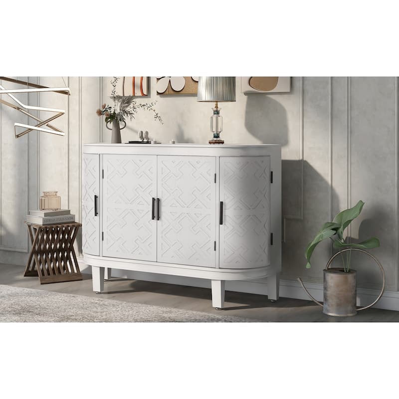 Accent Storage Sideboard Wooden with Antique Pattern