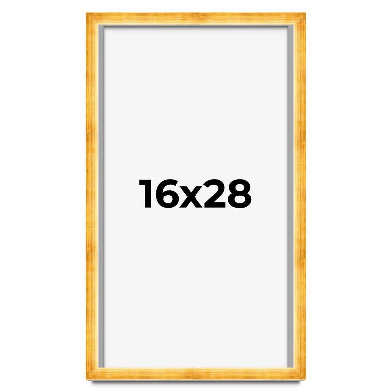 16x28 Shadow Box Frame Gold | 1.625 Inches Deep Real Wood Traditional