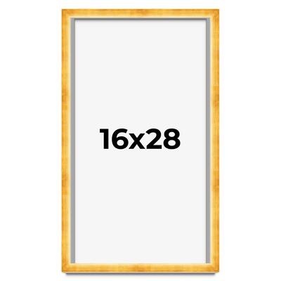 16x28 Shadow Box Frame Gold | 1.625 Inches Deep Real Wood Traditional