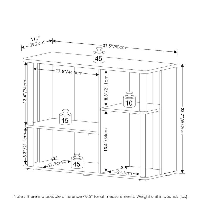 Furinno Classic TV Stand with Plastic Poles for TV up to 40-Inch