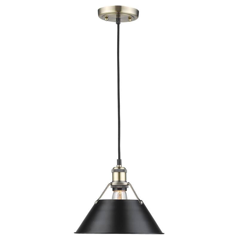 Golden Lighting Orwell Single Light 10" Wide Pendant in Aged Brass