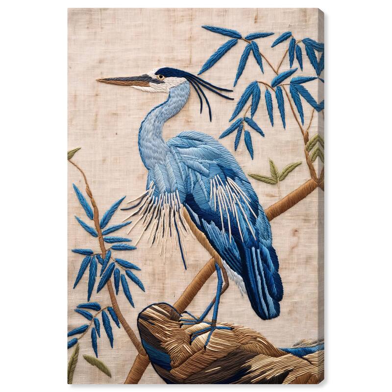 Needlework Heron Canvas by Art Remedy, Gallery Wrapped - 16" x 24"