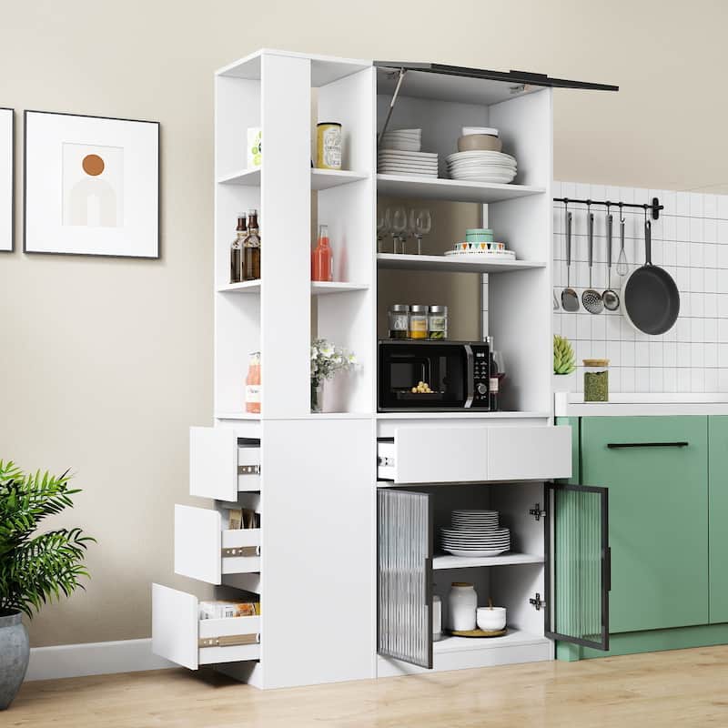 71" Tall Wooden Storage Cabinet for Hallway, Modern Multi-Functional Entrance Organizer