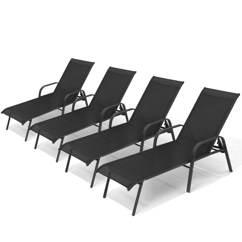 VredHom Outdoor Patio Adjustable Chaise Lounges Chairs