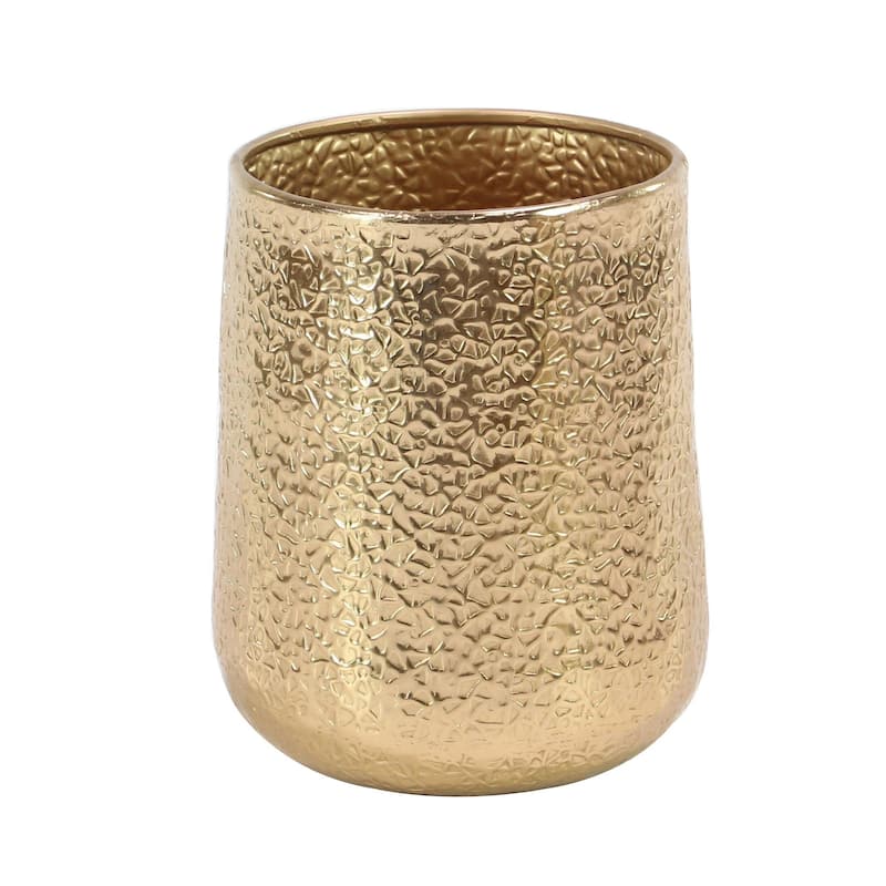 Aluminum Metal Indoor Outdoor Planter with Hammered Design - Set of 3 Silver or Gold - Roche River Decor