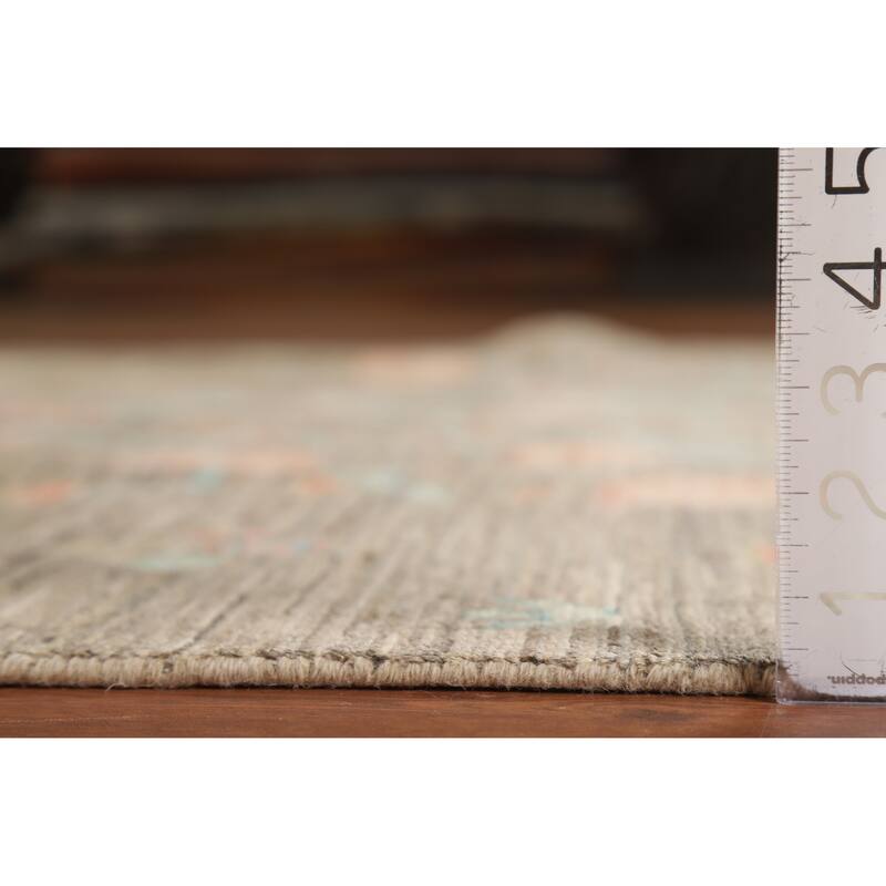 Hand Knotted Oriental 100% Wool Carpet Transitional Floral Brown Oushak Area Rug - 8' 11'' X 6' 1''