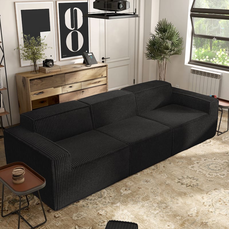 Furniture of America Navir Modern 3-Piece Chenille Foam Modular Sofa