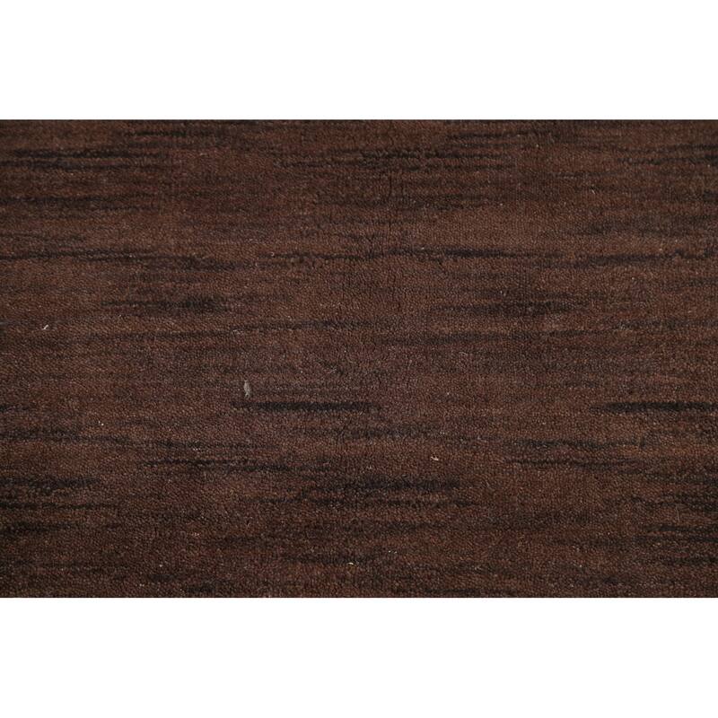 Brown Solid Gabbeh Oriental Wool Area Rug Hand-knotted Bedroom Carpet - 6'2" x 9'2"