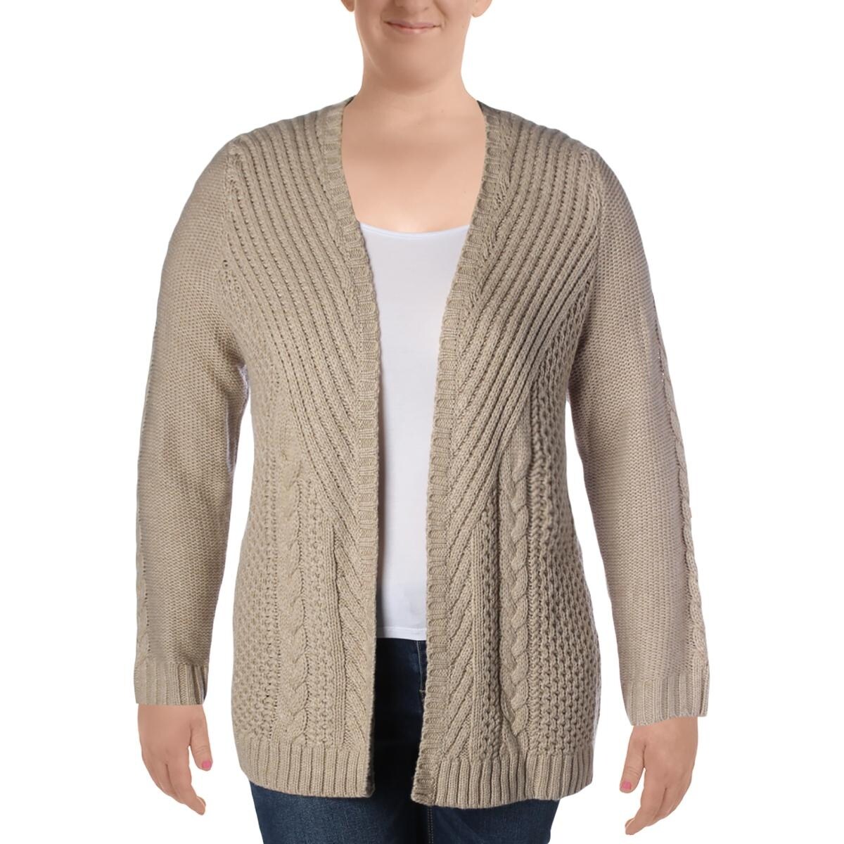 tan coloured cardigan