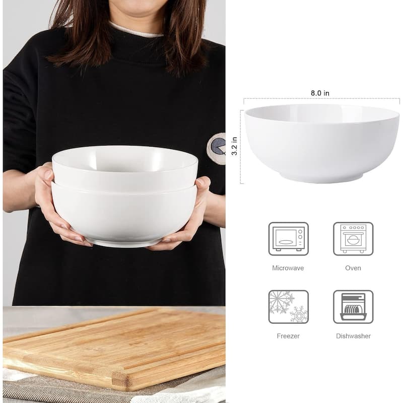 White Bowl Sets for Salad Soup Pasta Popcorn Fruits