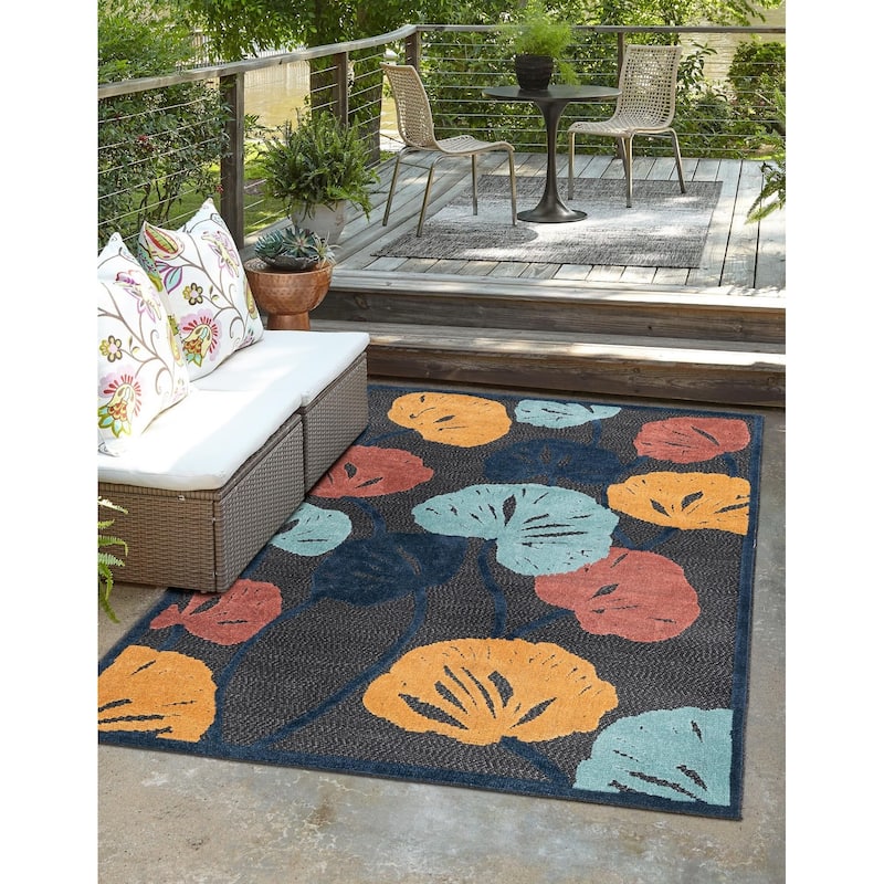 Outdoor Helena Collection Area Rug - Charcoal - 2'x3'