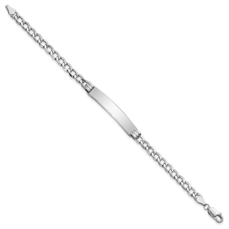 Curata 7mm 14k White Gold Engravable Polished ID With Semi solid Miami Curb Bracelet