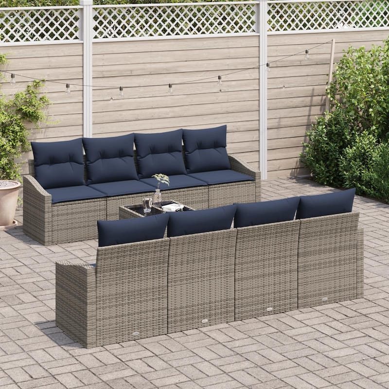 vidaXL 9 Piece Garden Sofa Set with Cushions - 91.7×24.4×27.2
