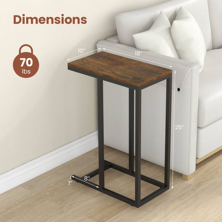 Metal Frame C End Table for Living Room Bedroom or Small Space
