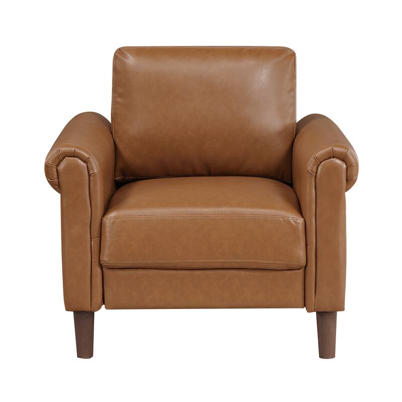 Fremont & Park Frances Faux Leather 3-Piece Living Room Set - Brown Finish Feet