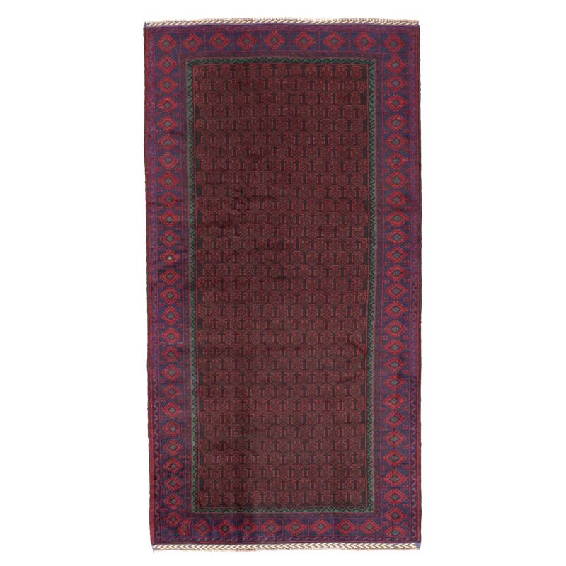ECARPETGALLERY Hand-knotted Teimani Black, Red Wool Rug - 3'2 x 6'6