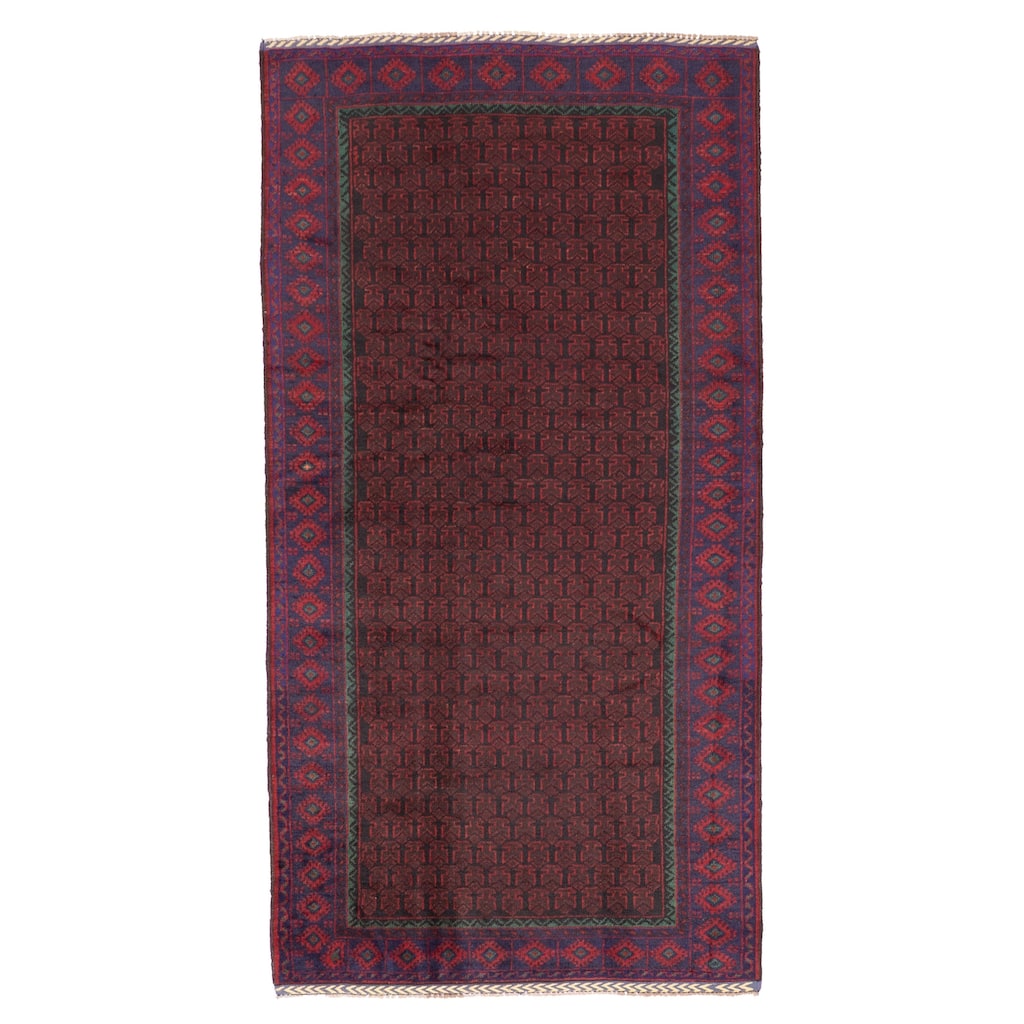ECARPETGALLERY Hand-knotted Teimani Black, Red Wool Rug - 3'2 x 6'6