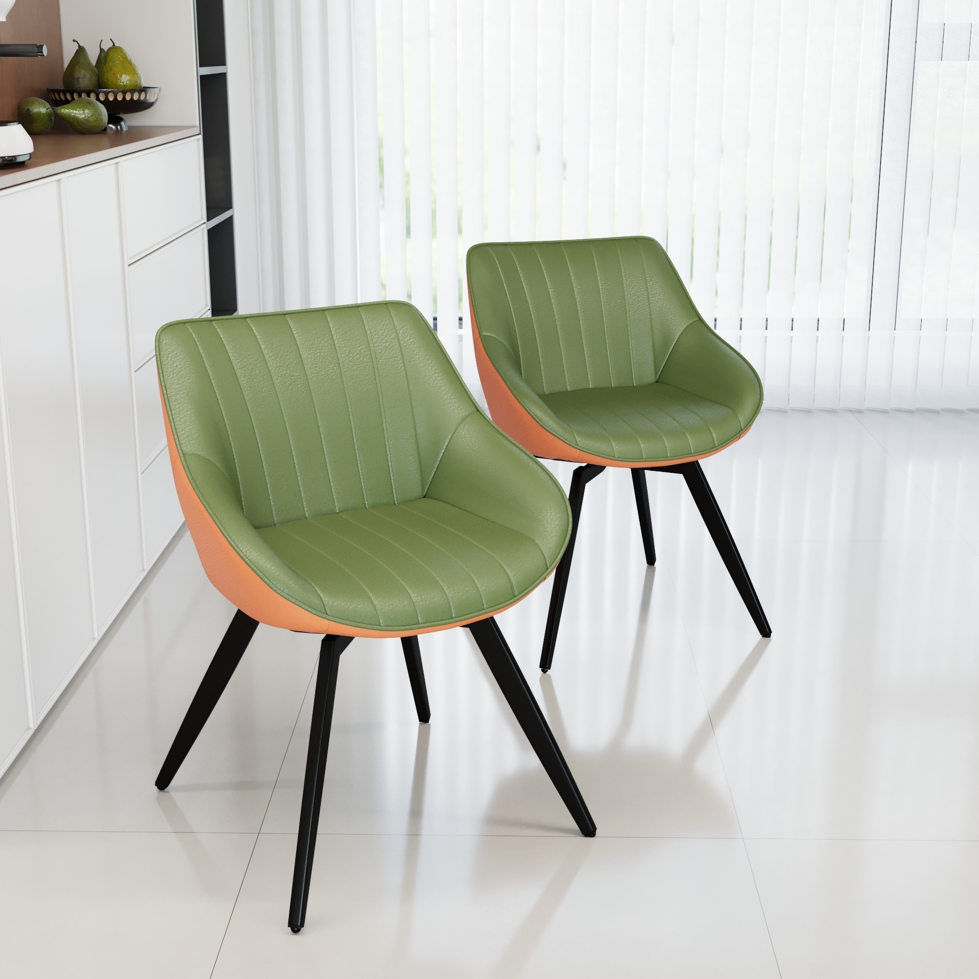 Set Of 2 Dining Chairs Medieval Modern Kitchen PU Decorative Chairs Metal Legs Suitable For Home Kitchen