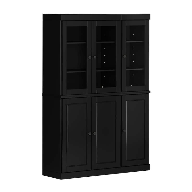 Palace Imports 100% Solid Wood Pantry China Cabinet, Raised Panel & Clear Glass Doors, 2 Drawers, 48.5" Wide, 71.5" Tall