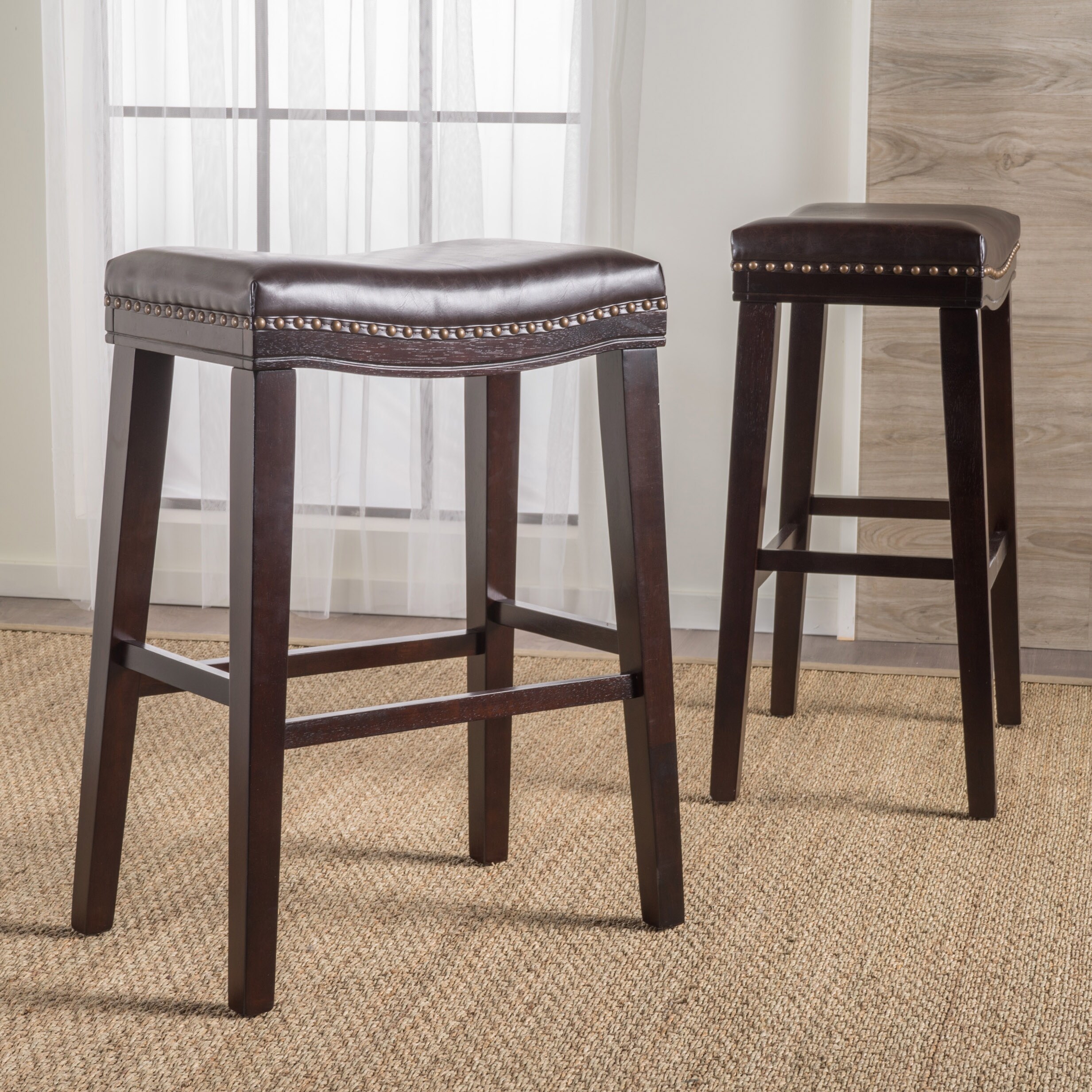Leather studded sales bar stools