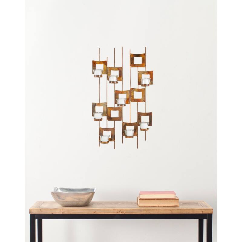 SAFAVIEH Lighting Nazzarena Deco Candle Holder Iron Wall Sconce - 15" x 6.3" x 26.8" - 17Wx3Dx28H