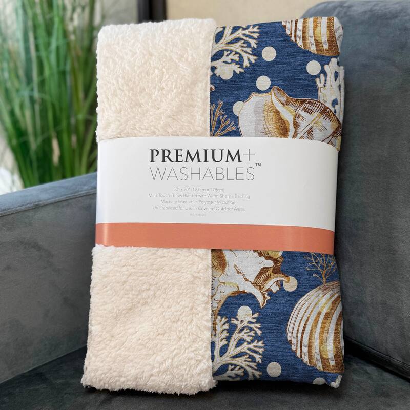 Premium Machine Washable ASB185 Seashells Sherpa Throw Blanket