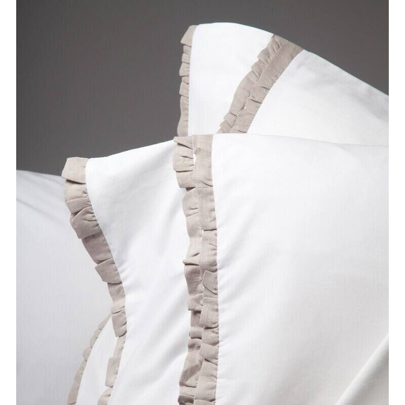 Dainty Cotton Linen Ruffle Pillowcase Set
