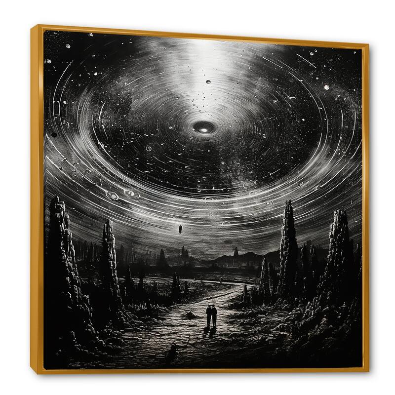 Designart "Minimalism Sci Fi Ufo" Ufos Framed Wall Art Prints