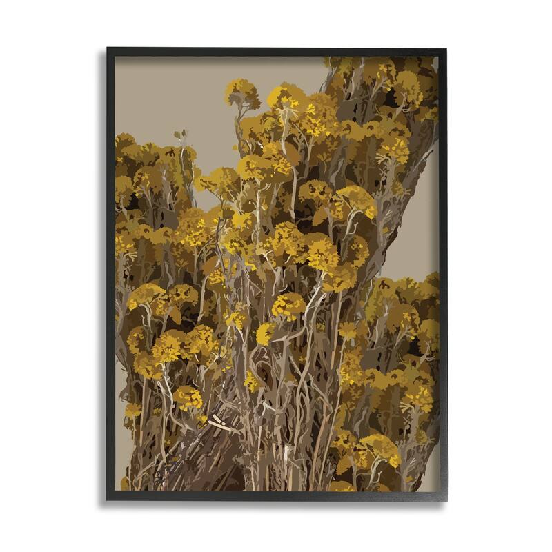 Stupell Bushels of Yellow Flowers Darkened Tuscan Florals Framed Wall Art - Off-White